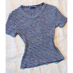 HIP Wear VTG Y2K Women's Striped Colorful Baby Tee Stretch Top / Size Small